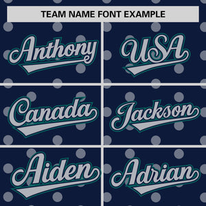 Custom Navy Gray Personalized Polka Dot Graffiti Pattern Authentic Baseball Jersey