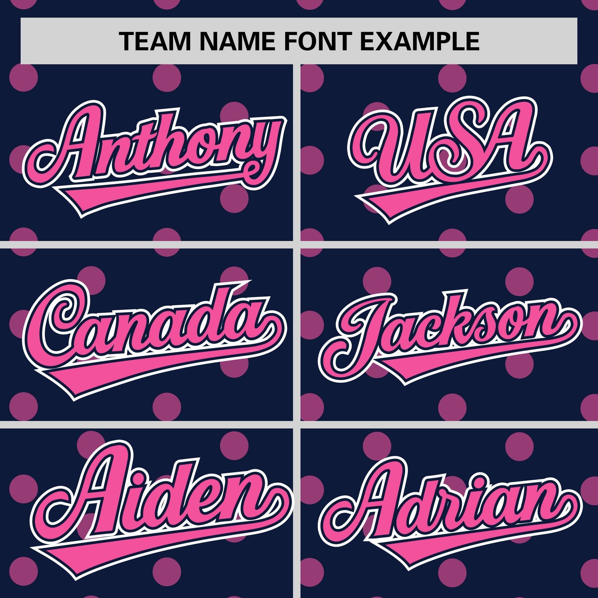 Custom Navy Pink Personalized Polka Dot Graffiti Pattern Authentic Baseball Jersey