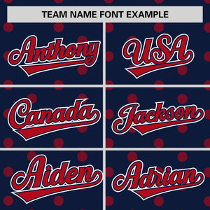 Custom Navy Red Personalized Polka Dot Graffiti Pattern Authentic Baseball Jersey