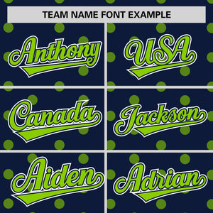 Custom Navy Neon Green Personalized Polka Dot Graffiti Pattern Authentic Baseball Jersey