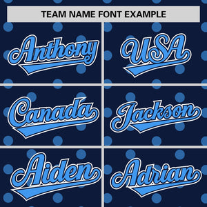 Custom Navy Powder Blue Personalized Polka Dot Graffiti Pattern Authentic Baseball Jersey