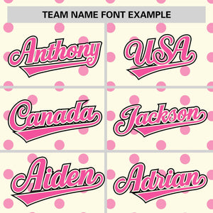 Custom Cream Pink Personalized Polka Dot Graffiti Pattern Authentic Baseball Jersey