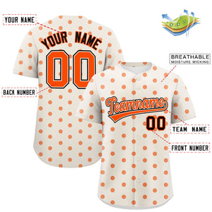 Custom Cream Orange Personalized Polka Dot Graffiti Pattern Authentic Baseball Jersey