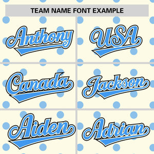 Custom Cream Powder Blue Personalized Polka Dot Graffiti Pattern Authentic Baseball Jersey