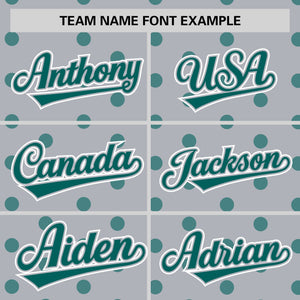 Custom Gray Aqua Personalized Polka Dot Graffiti Pattern Authentic Baseball Jersey