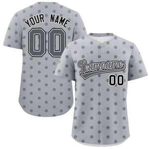 Custom Gray Dark Gray Personalized Polka Dot Graffiti Pattern Authentic Baseball Jersey