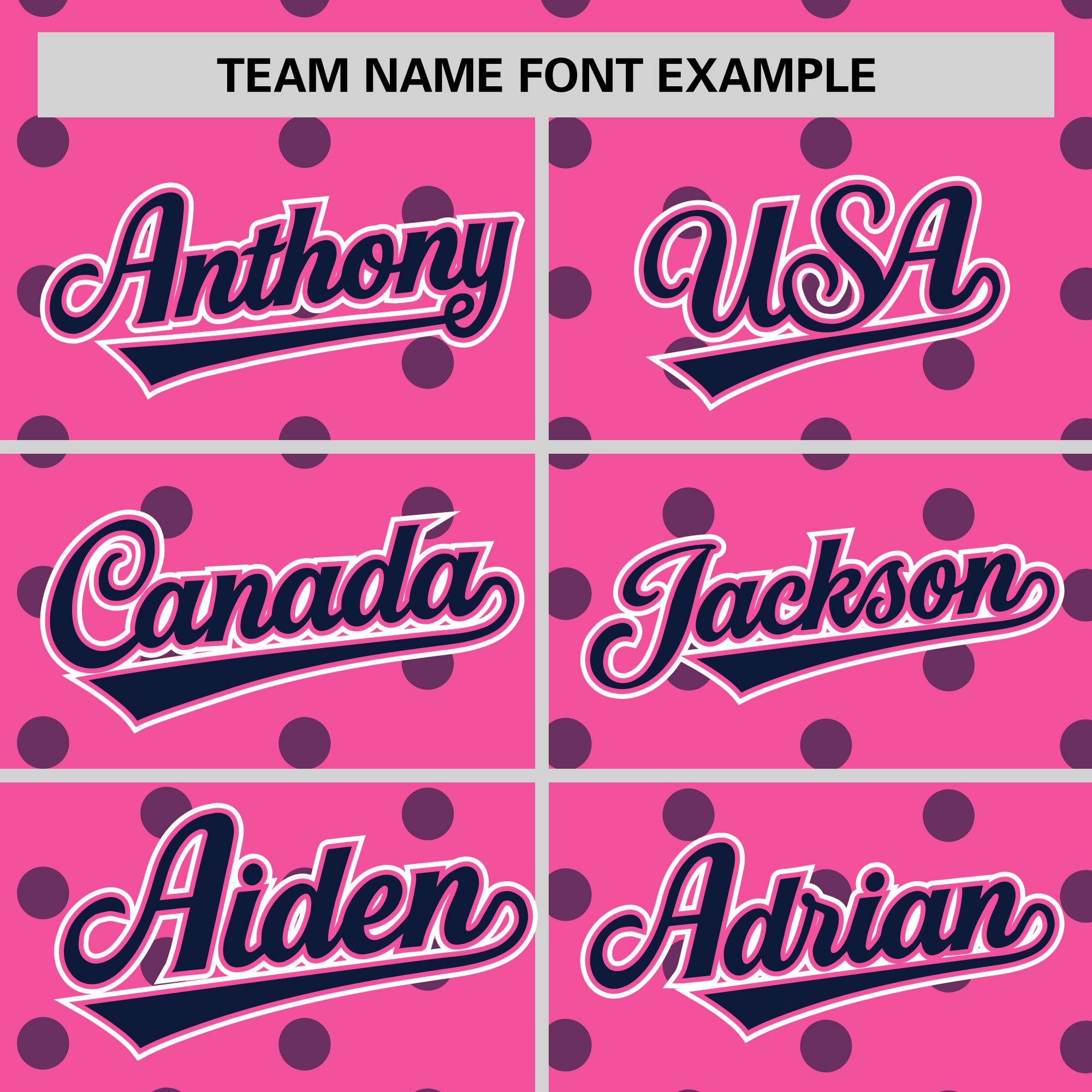 Custom Pink Navy Personalized Polka Dot Graffiti Pattern Authentic Baseball Jersey