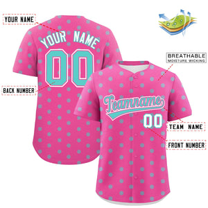 Custom Pink Bright Green Personalized Polka Dot Graffiti Pattern Authentic Baseball Jersey