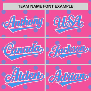 Custom Pink Powder Blue Personalized Polka Dot Graffiti Pattern Authentic Baseball Jersey