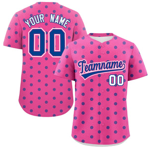 Custom Pink Royal Personalized Polka Dot Graffiti Pattern Authentic Baseball Jersey