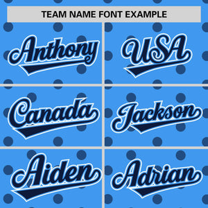 Custom Powder Blue Navy Personalized Polka Dot Graffiti Pattern Authentic Baseball Jersey