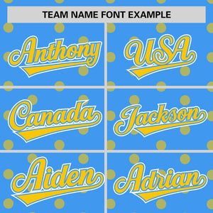 Custom Powder Blue Gold Personalized Polka Dot Graffiti Pattern Authentic Baseball Jersey