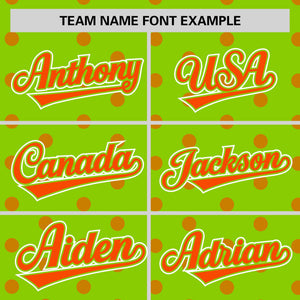 Custom Neon Green Orange Personalized Polka Dot Graffiti Pattern Authentic Baseball Jersey