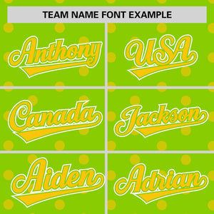 Custom Neon Green Gold Personalized Polka Dot Graffiti Pattern Authentic Baseball Jersey