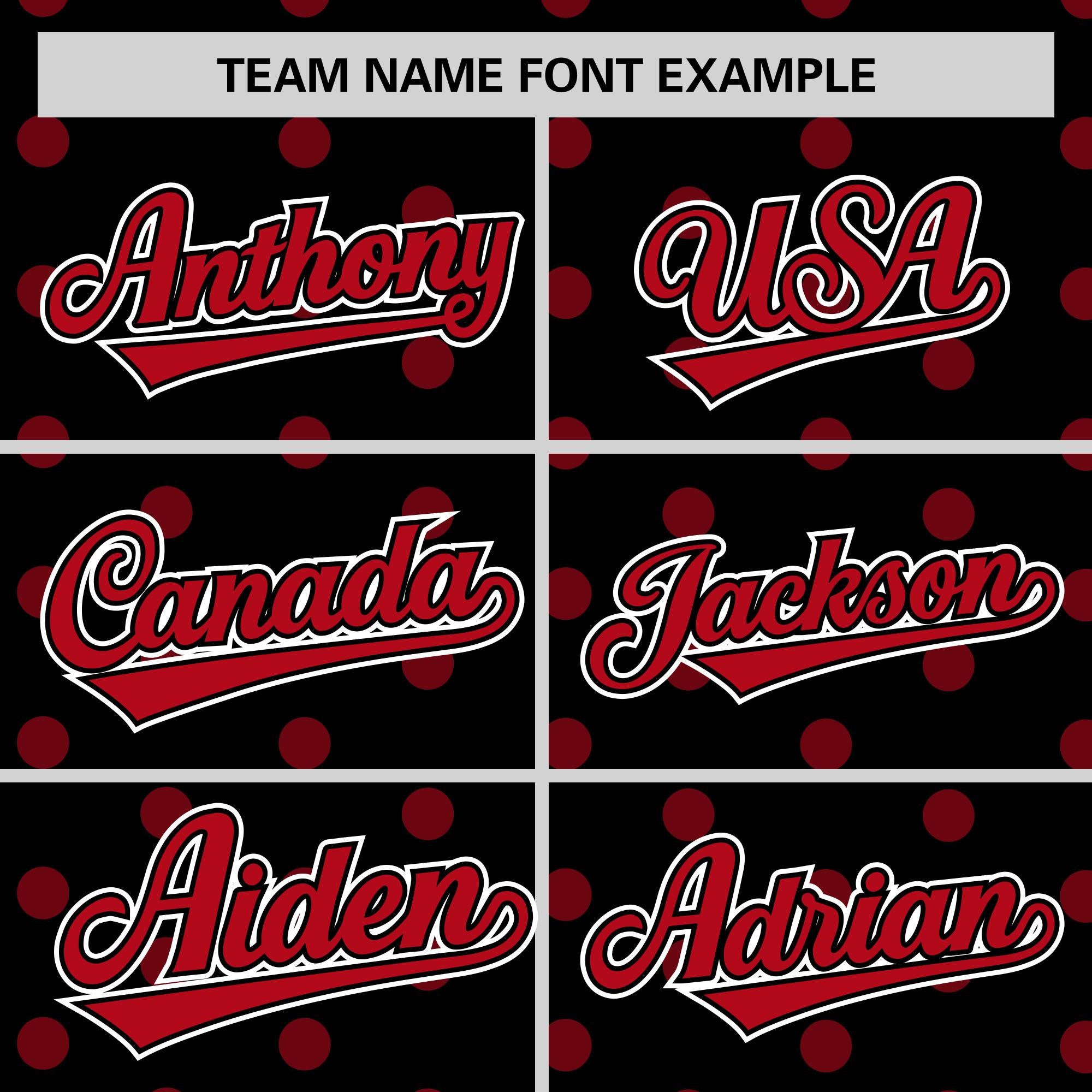 Custom Black Red Personalized Polka Dot Graffiti Pattern Authentic Baseball Jersey