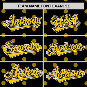 Custom Black Gold Personalized Polka Dot Graffiti Pattern Authentic Baseball Jersey