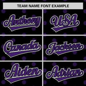 Custom Black Purple Personalized Polka Dot Graffiti Pattern Authentic Baseball Jersey