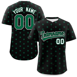 Custom Black Kelly Green Personalized Polka Dot Graffiti Pattern Authentic Baseball Jersey