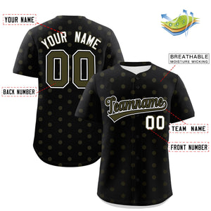 Custom Black Olive Personalized Polka Dot Graffiti Pattern Authentic Baseball Jersey