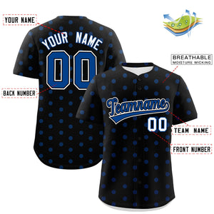 Custom Black Royal Personalized Polka Dot Graffiti Pattern Authentic Baseball Jersey