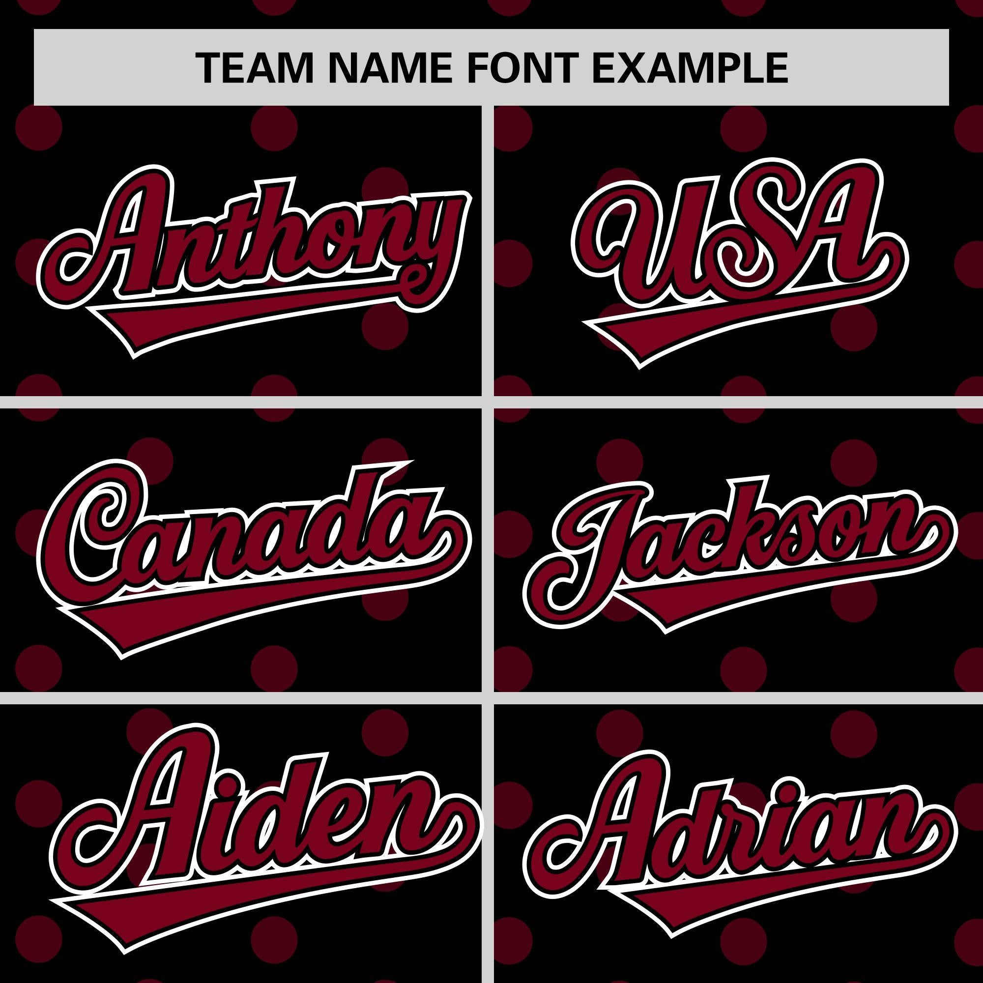 Custom Black Crimson Personalized Polka Dot Graffiti Pattern Authentic Baseball Jersey