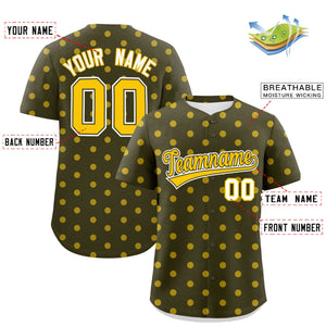 Custom Olive Gold Personalized Polka Dot Graffiti Pattern Authentic Baseball Jersey