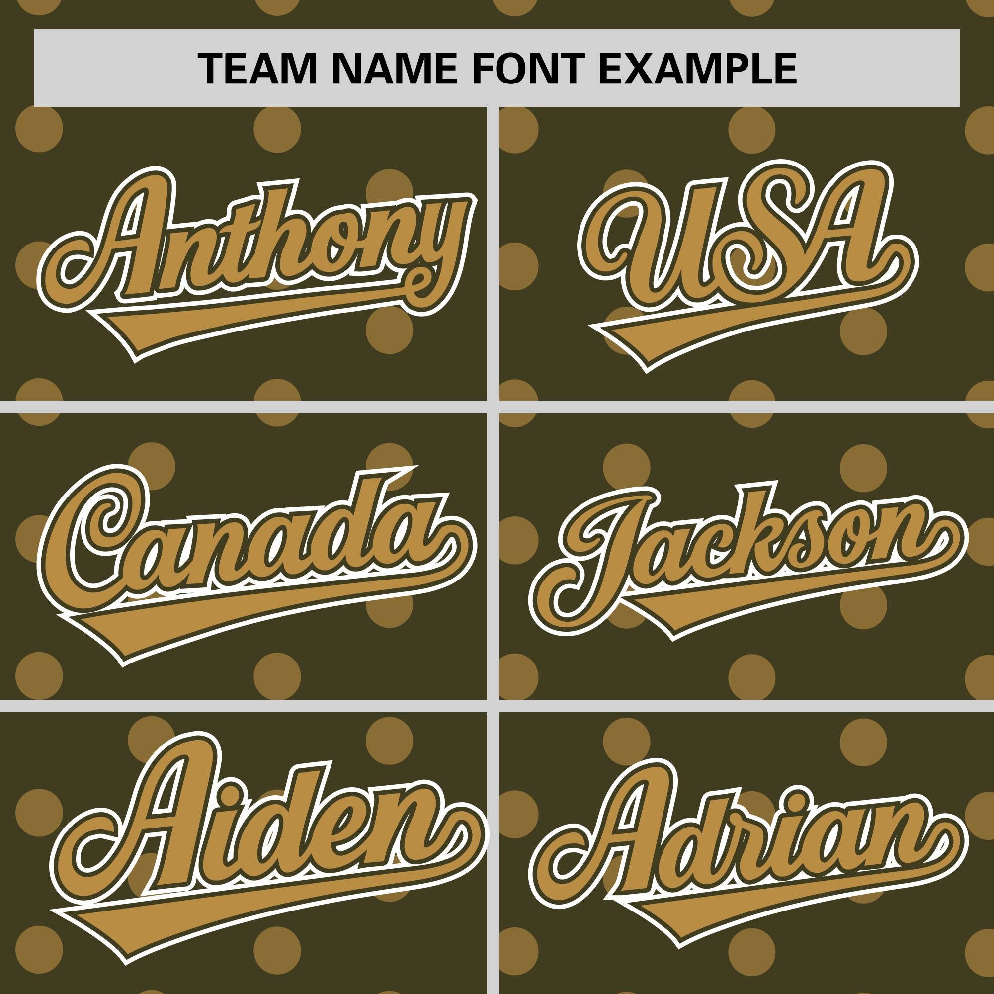 Custom Olive Old Gold Personalized Polka Dot Graffiti Pattern Authentic Baseball Jersey