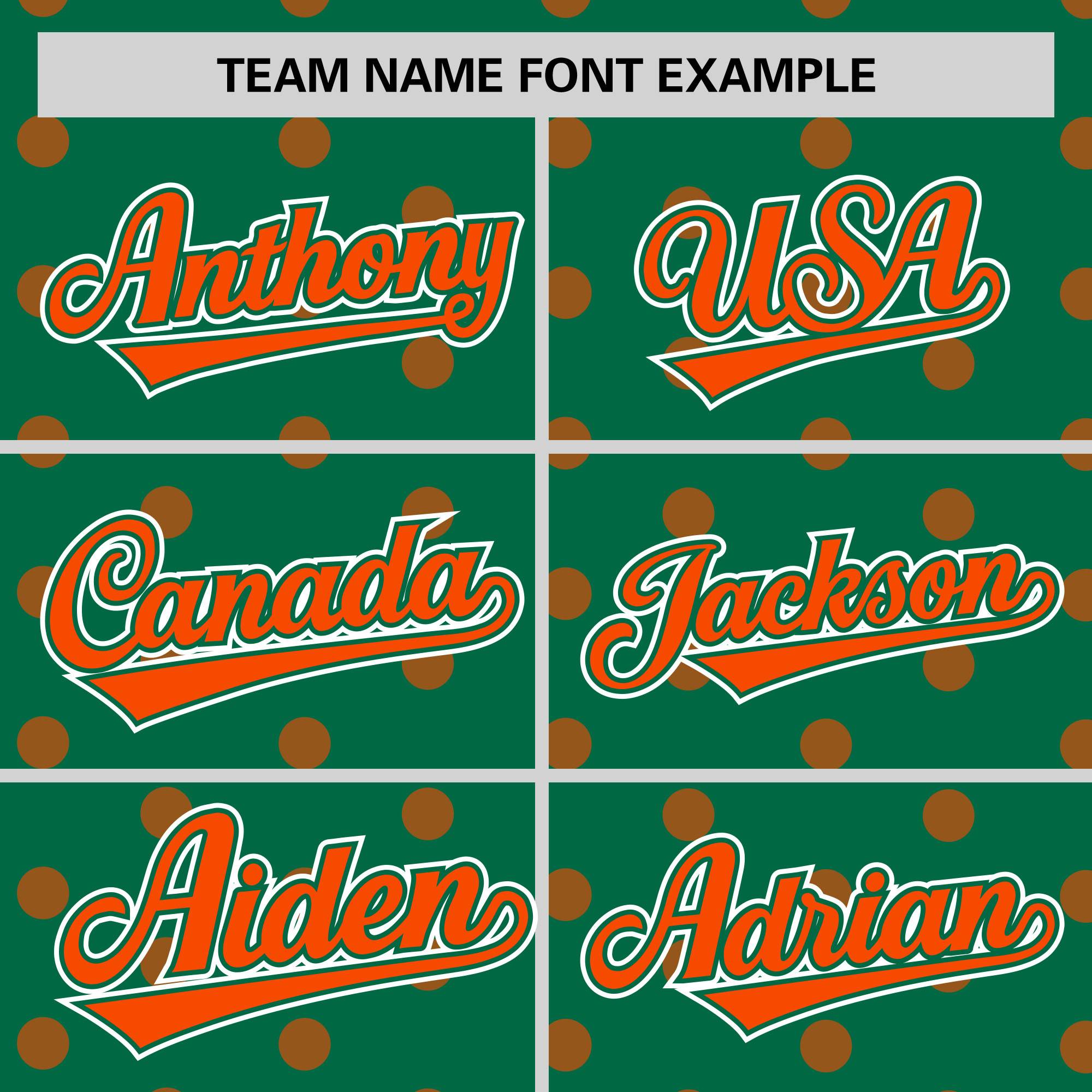 Custom Kelly Green Orange Personalized Polka Dot Graffiti Pattern Authentic Baseball Jersey