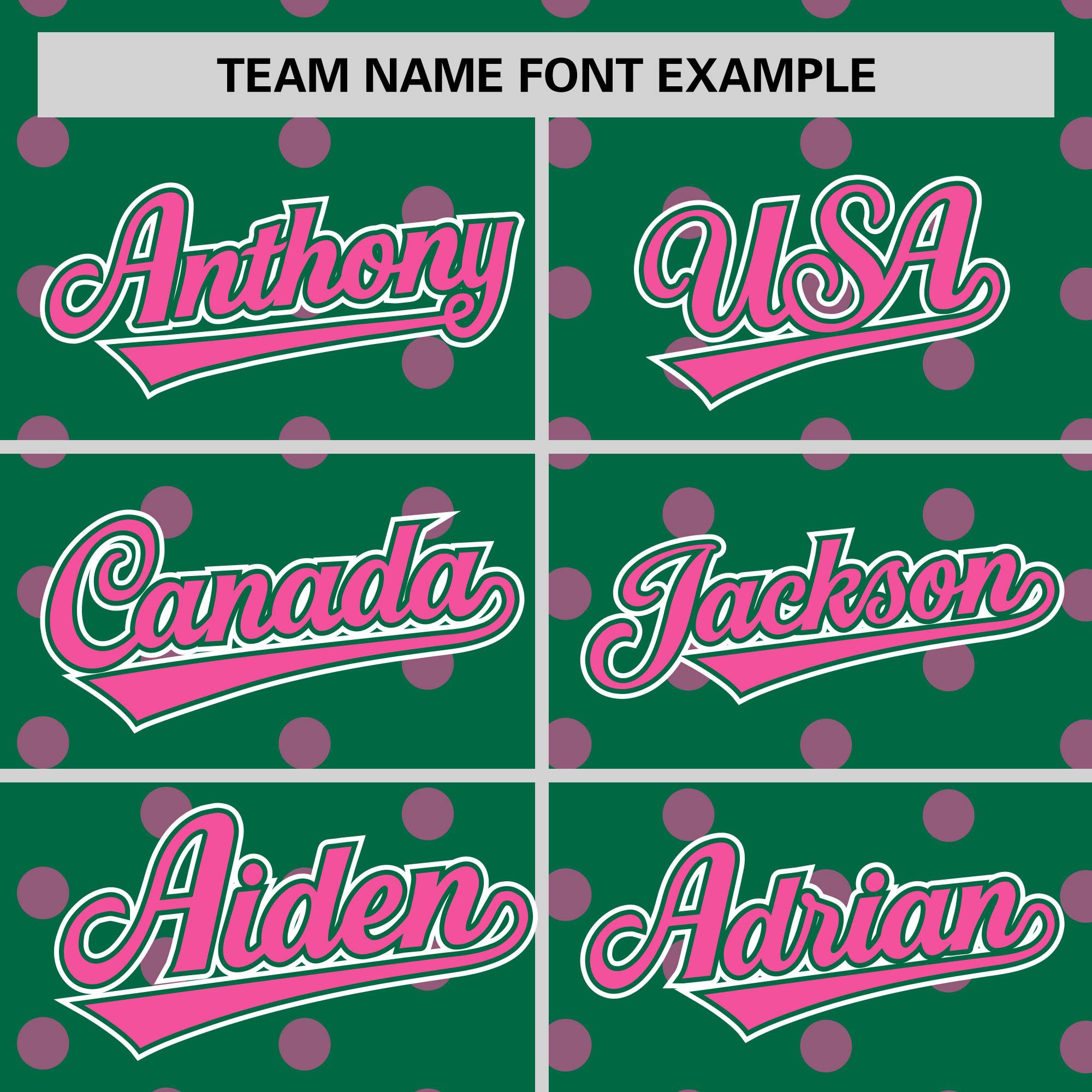 Custom Kelly Green Pink Personalized Polka Dot Graffiti Pattern Authentic Baseball Jersey