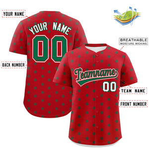 Custom Red Kelly Green Personalized Polka Dot Graffiti Pattern Authentic Baseball Jersey