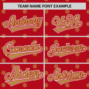 Custom Red Old Gold Personalized Polka Dot Graffiti Pattern Authentic Baseball Jersey