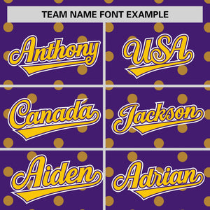 Custom Purple Gold Personalized Polka Dot Graffiti Pattern Authentic Baseball Jersey