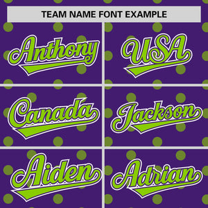 Custom Purple Neon Green Personalized Polka Dot Graffiti Pattern Authentic Baseball Jersey