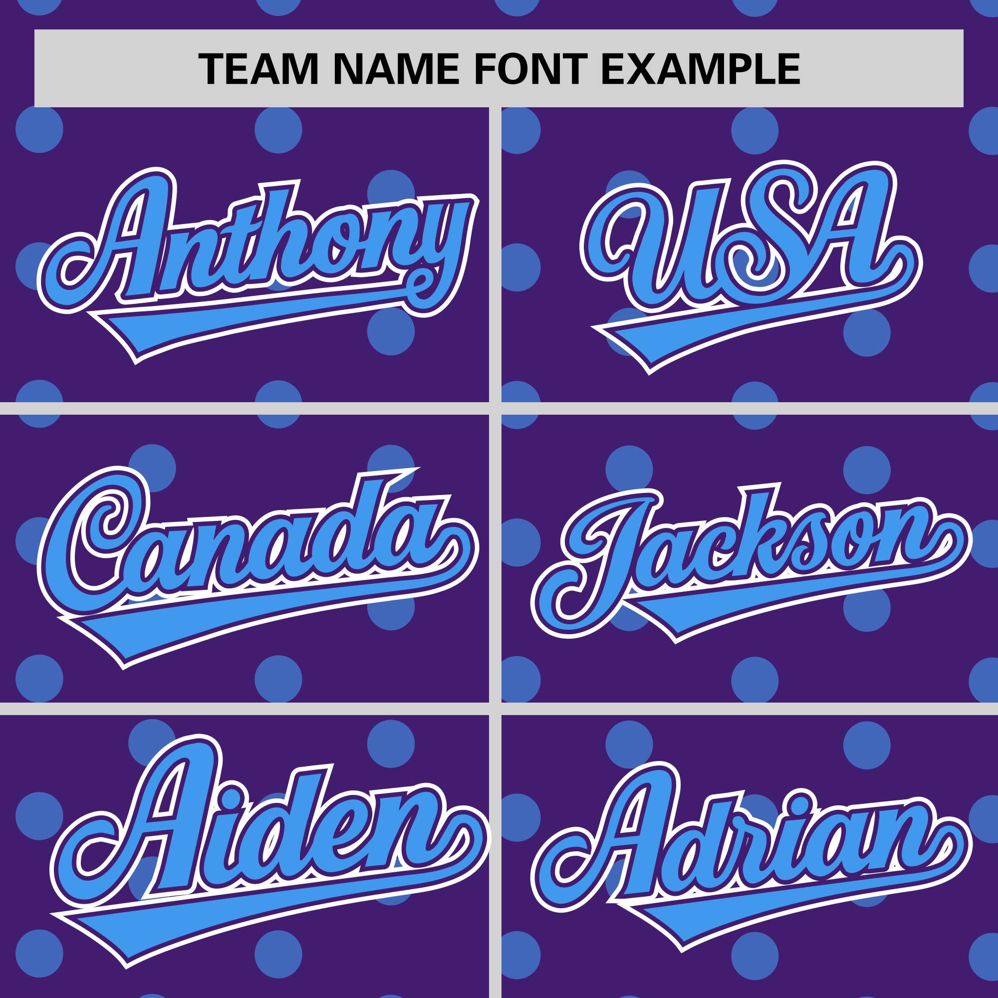 Custom Purple Powder Blue Personalized Polka Dot Graffiti Pattern Authentic Baseball Jersey