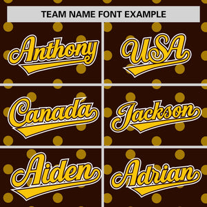 Custom Brown Gold Personalized Polka Dot Graffiti Pattern Authentic Baseball Jersey