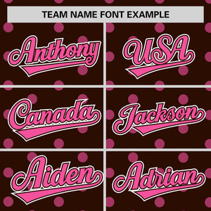 Custom Brown Pink Personalized Polka Dot Graffiti Pattern Authentic Baseball Jersey