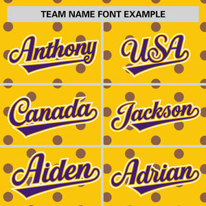 Custom Gold Purple Personalized Polka Dot Graffiti Pattern Authentic Baseball Jersey