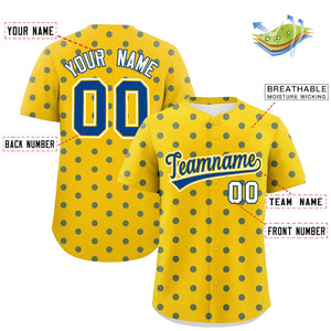 Custom Gold Royal Personalized Polka Dot Graffiti Pattern Authentic Baseball Jersey