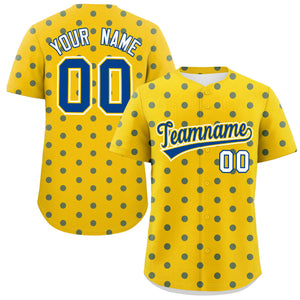 Custom Gold Royal Personalized Polka Dot Graffiti Pattern Authentic Baseball Jersey