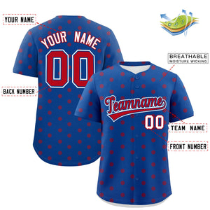 Custom Royal Red Personalized Polka Dot Graffiti Pattern Authentic Baseball Jersey