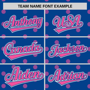 Custom Royal Pink Personalized Polka Dot Graffiti Pattern Authentic Baseball Jersey