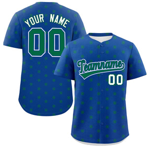 Custom Royal Kelly Green Personalized Polka Dot Graffiti Pattern Authentic Baseball Jersey