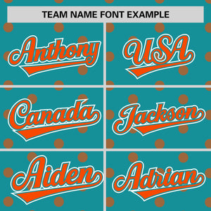 Custom Aqua Orange Personalized Polka Dot Graffiti Pattern Authentic Baseball Jersey