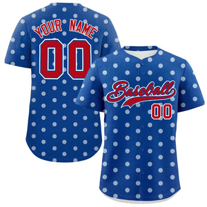 Custom Royal White Personalized Polka Dot Graffiti Pattern Authentic Baseball Jersey