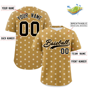 Custom Old Gold White Personalized Polka Dot Graffiti Pattern Authentic Baseball Jersey