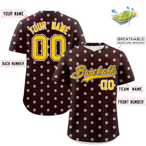 Custom Brown White Personalized Polka Dot Graffiti Pattern Authentic Baseball Jersey