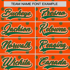 Custom Orange Kelly Green Personalized Polka Dot Graffiti Pattern Authentic Baseball Jersey