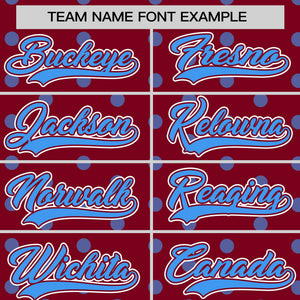 Custom Crimson Powder Blue Personalized Polka Dot Graffiti Pattern Authentic Baseball Jersey