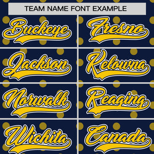 Custom Navy Gold Personalized Polka Dot Graffiti Pattern Authentic Baseball Jersey