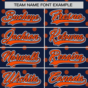 Custom Navy Orange Personalized Polka Dot Graffiti Pattern Authentic Baseball Jersey